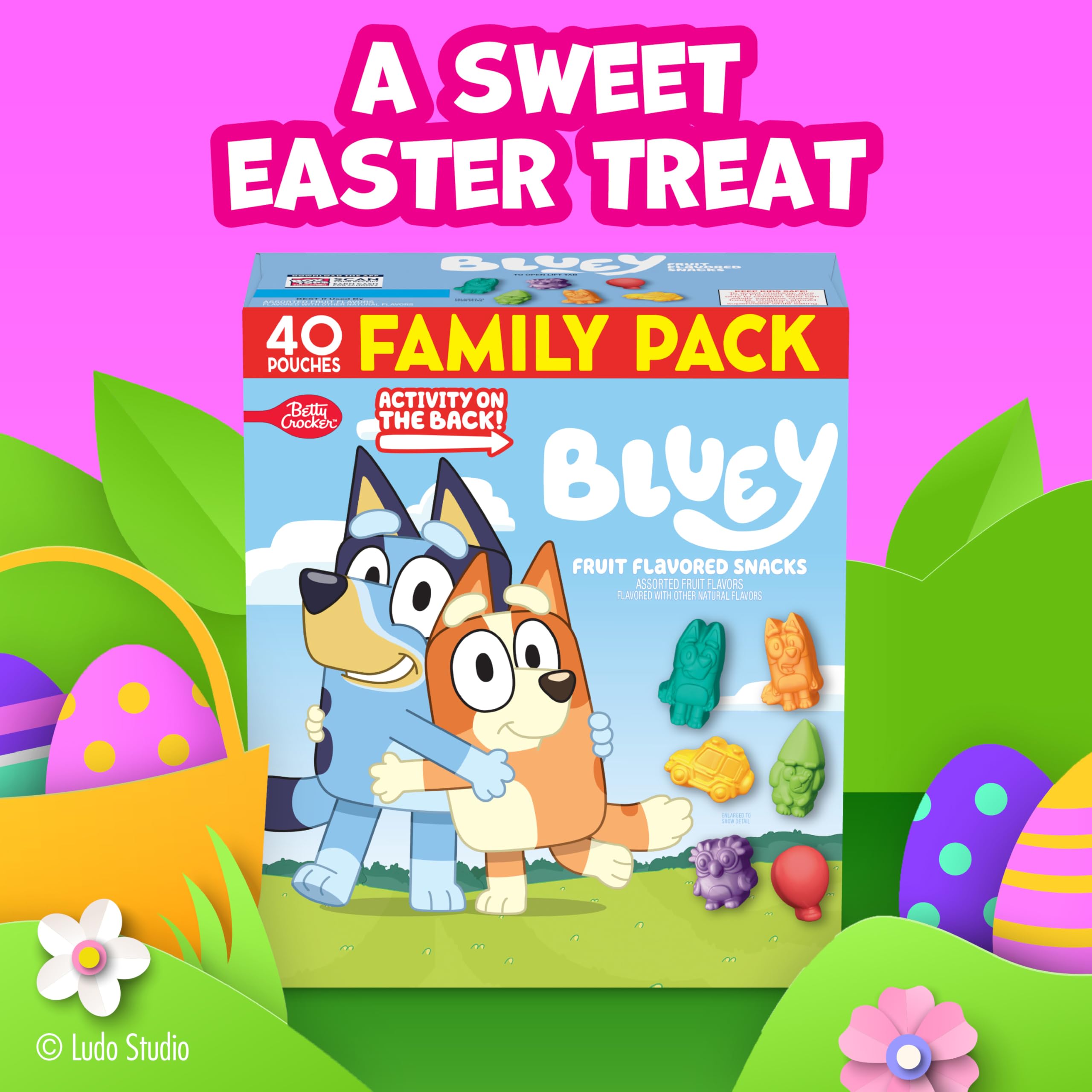 Betty Crocker Bluey shapes on-the-go pouch, ideal for busy mornings.