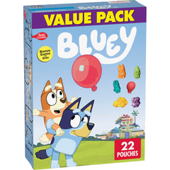 Betty Crocker Bluey Fruit Snacks pack front with character shapes for on-the-go snacking.