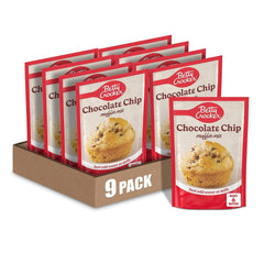 Betty Crocker choc chip muffin mix box front showing quick, tasty treats