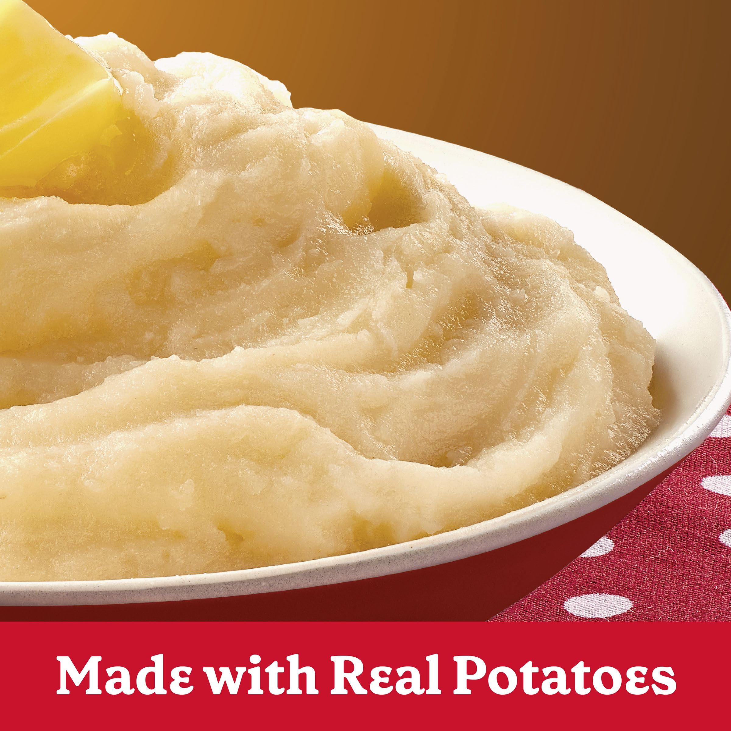 Adding hot water to Betty Crocker mashed potatoes for preparation