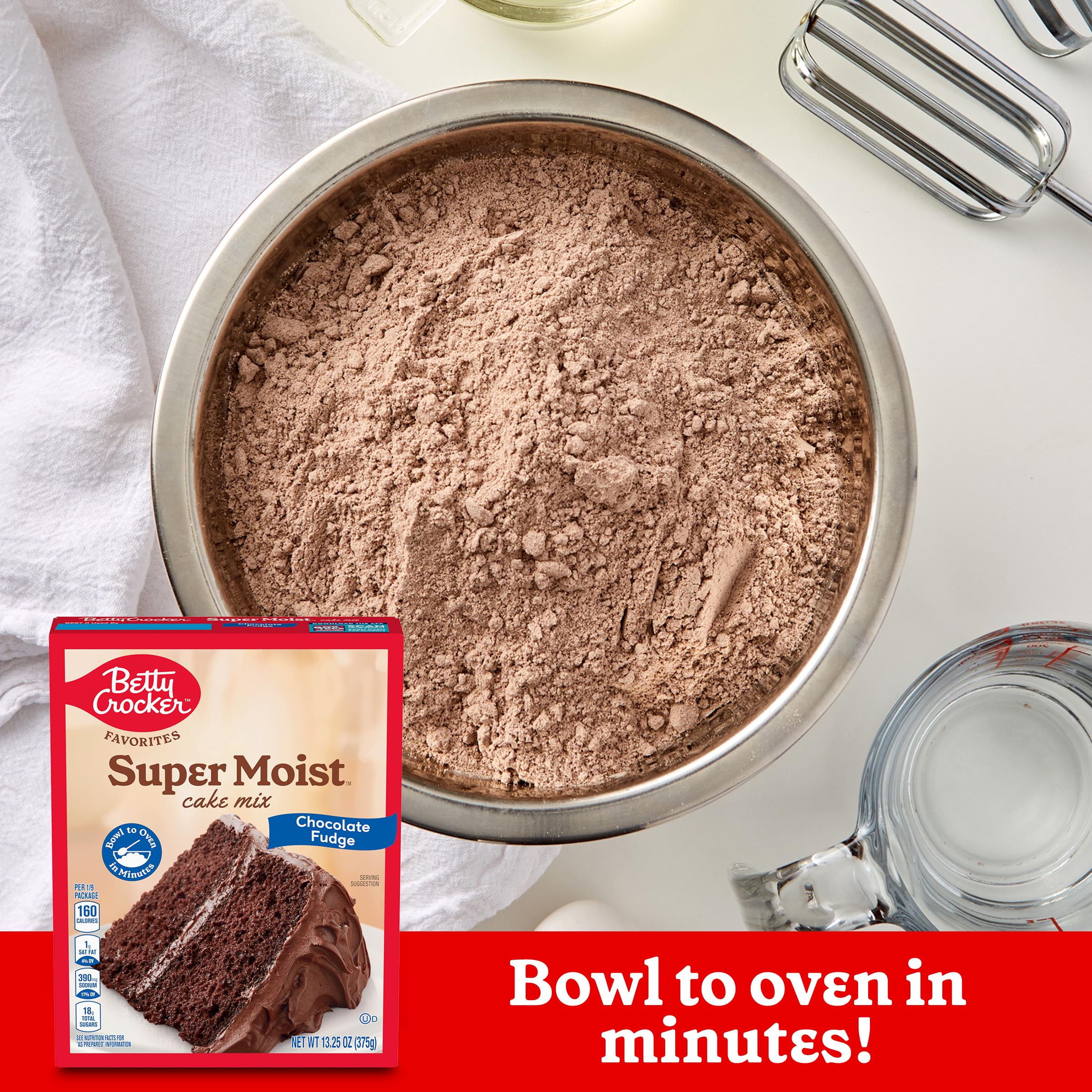 Betty Crocker Favorites Cake Batter ready to bake shows effortless prep.