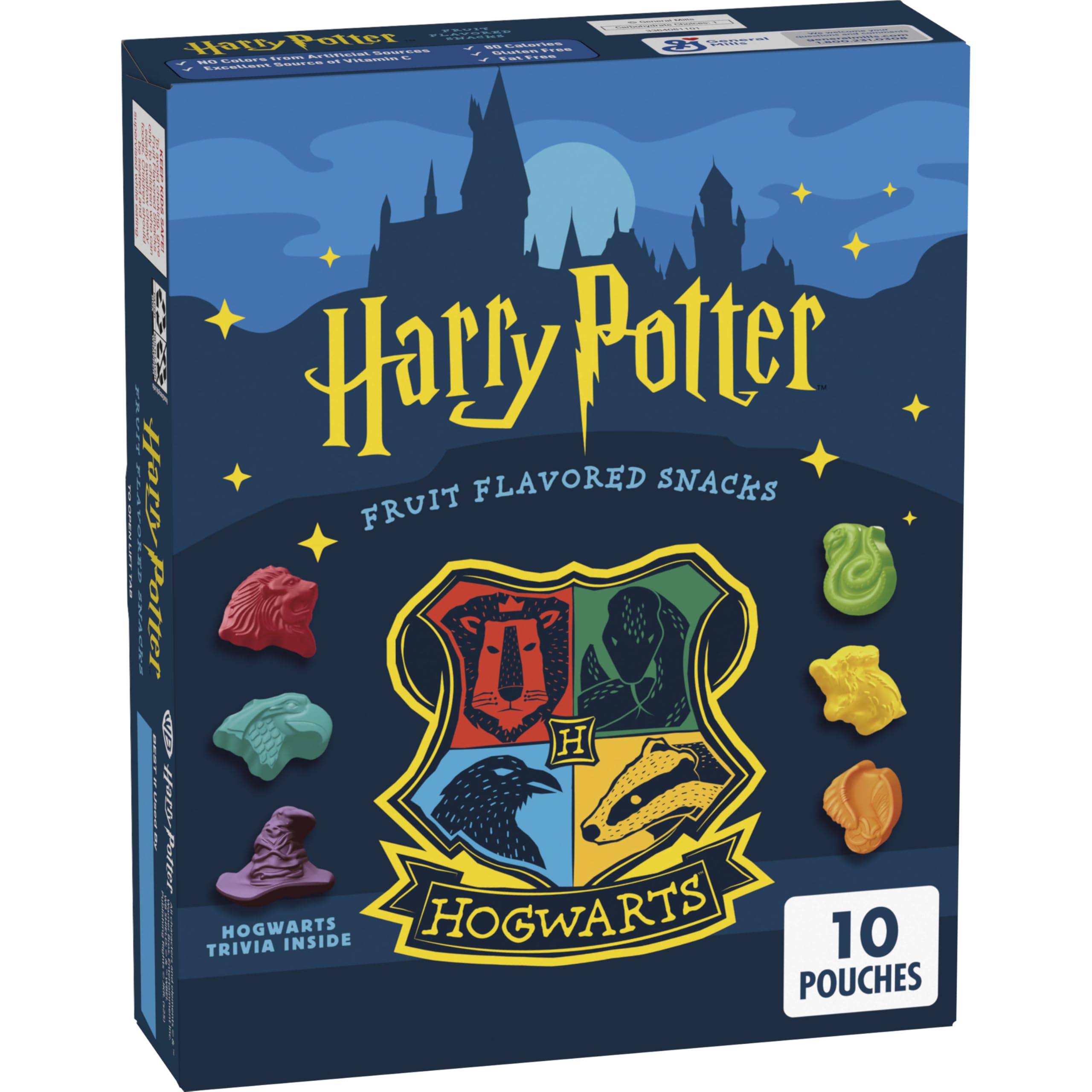 Betty Crocker Harry Potter fruit snacks package with magical shapes for on-the-go snacking