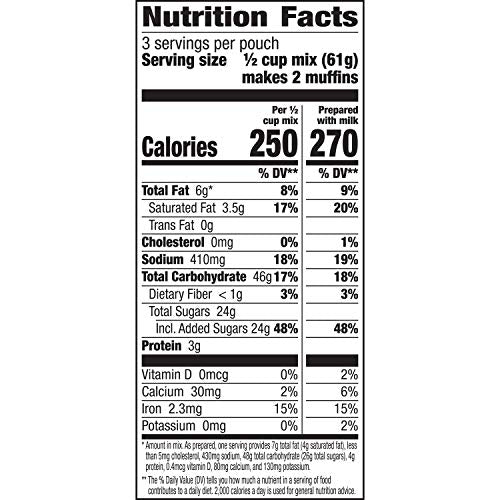 Betty Crocker muffin mix box highlighting nine servings for family