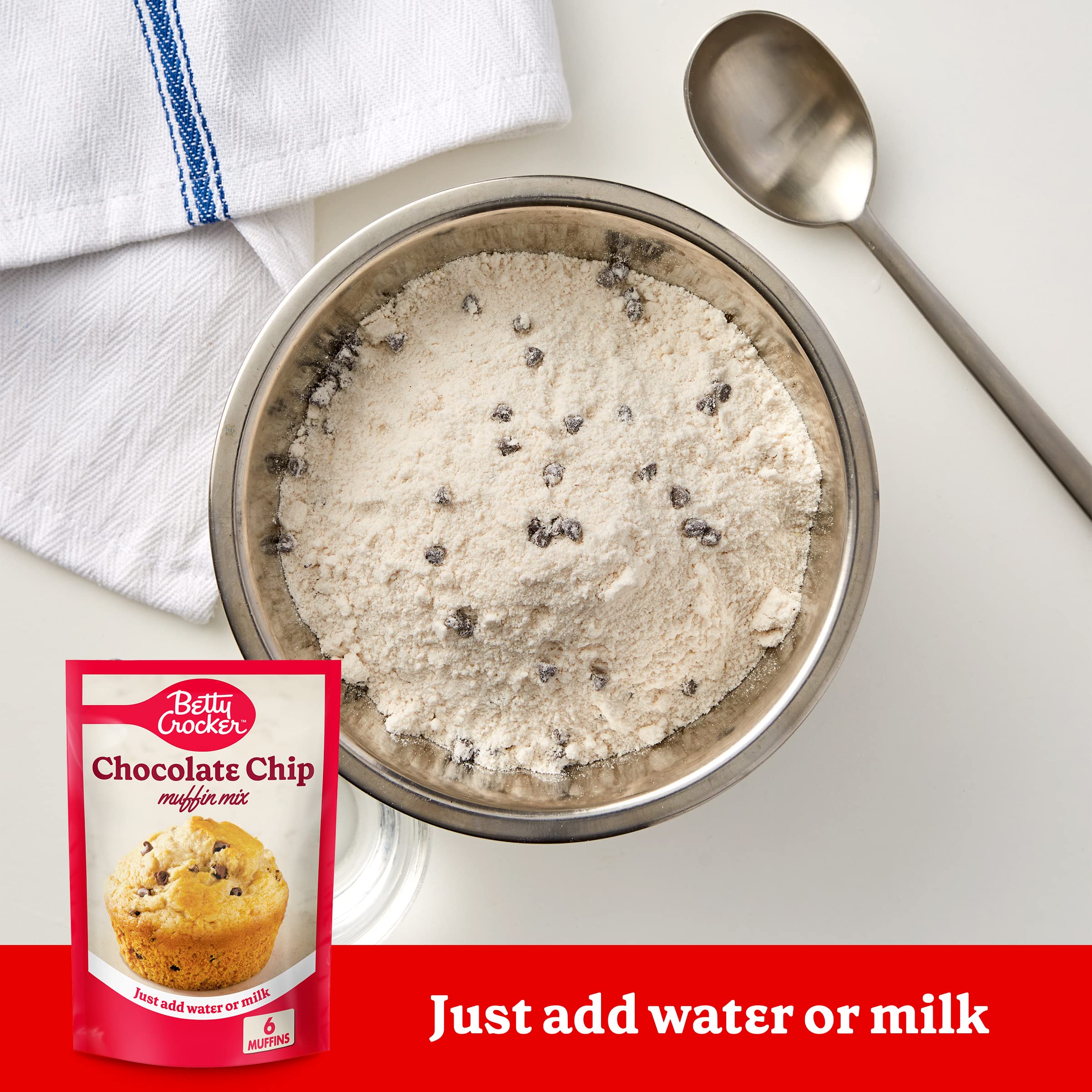Betty Crocker muffin mix measured with cups for quick prep