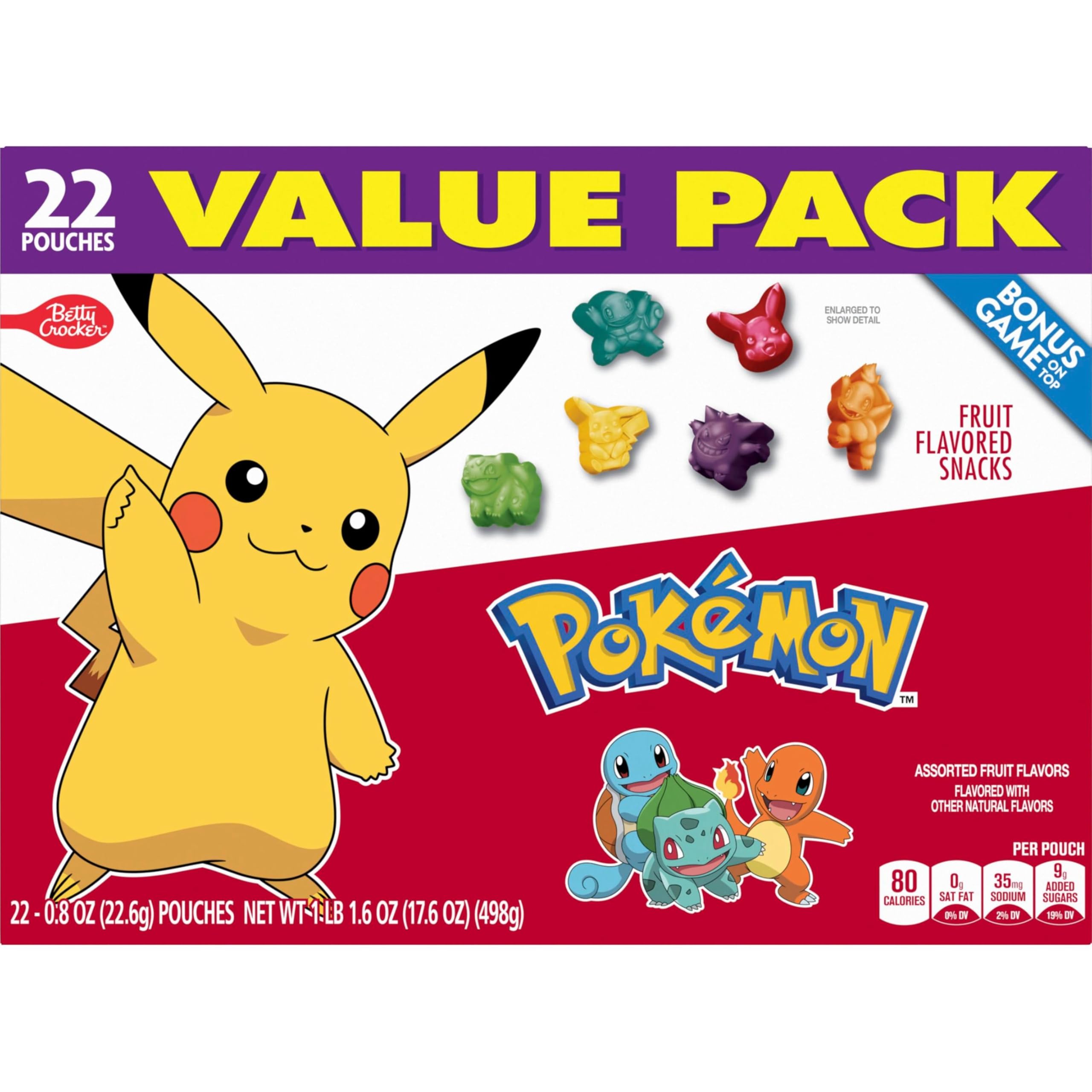 Betty Crocker Pokemon Fruit Snacks road-trip friendly snack option for travel.