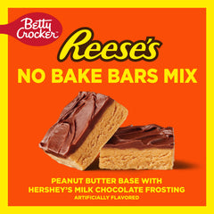 Betty Crocker Reese's no bake bars mix in a mixing bowl for fast prep.