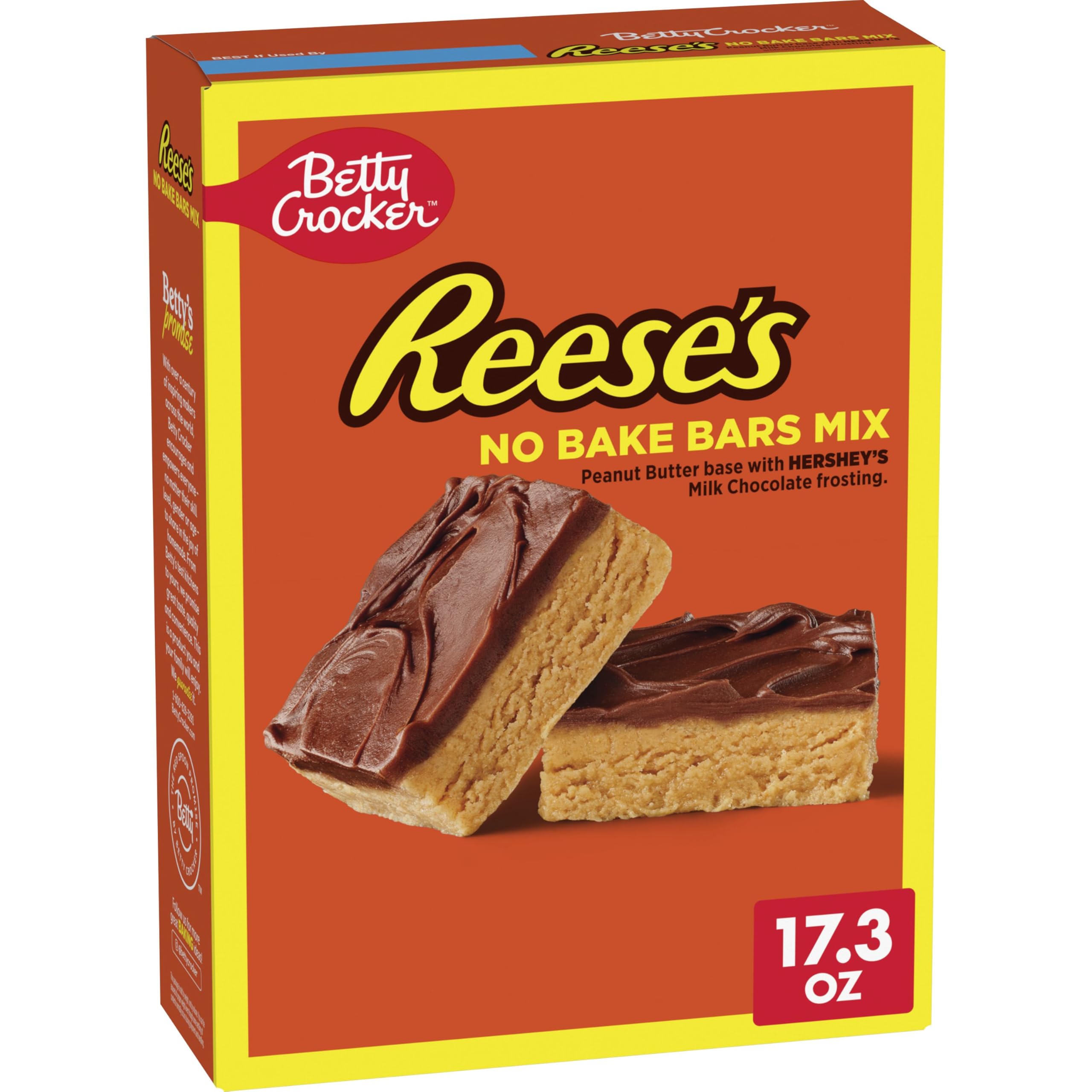 Betty Crocker Reese's no bake bars mix packaging ready to enjoy.