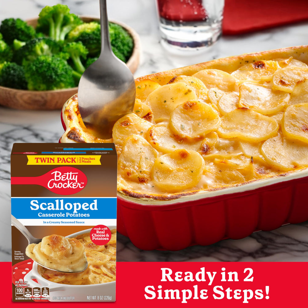 Betty Crocker scalloped potatoes cooking steps for creamy texture.