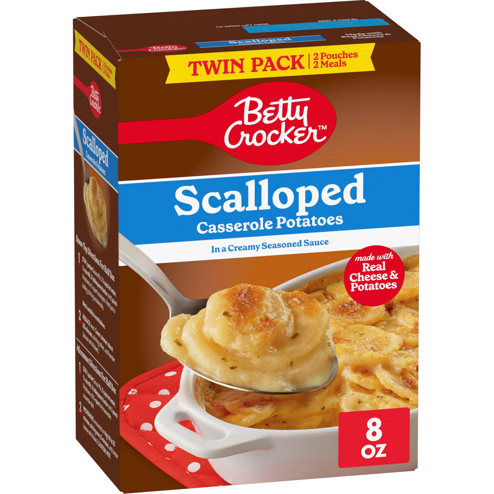 Betty Crocker scalloped potatoes twin-pack box ready for a quick weeknight side.
