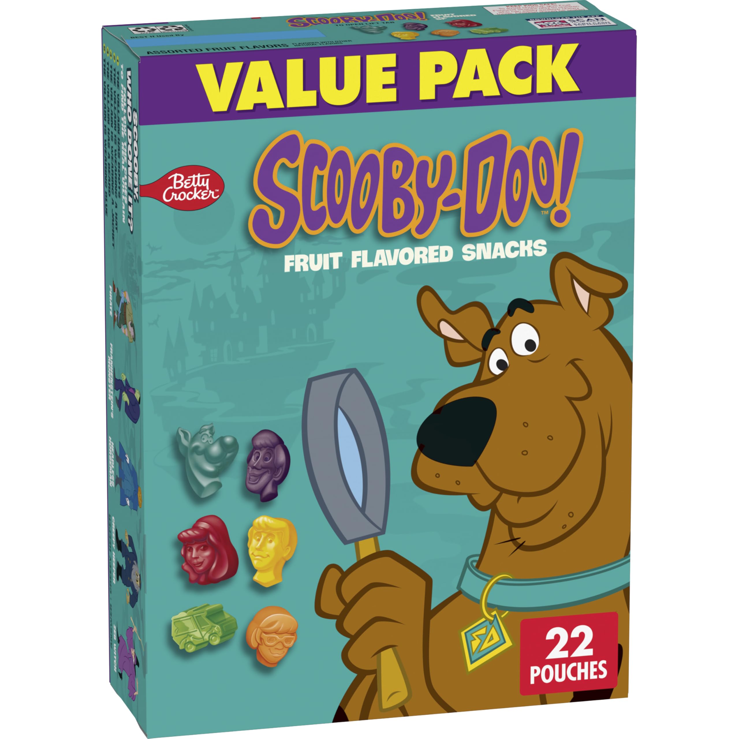 Betty Crocker Scooby-Doo fruit snacks box, gluten free and vitamin C rich.