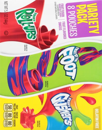 Closeup of Betty Crocker snack pouches in bright wrappers.