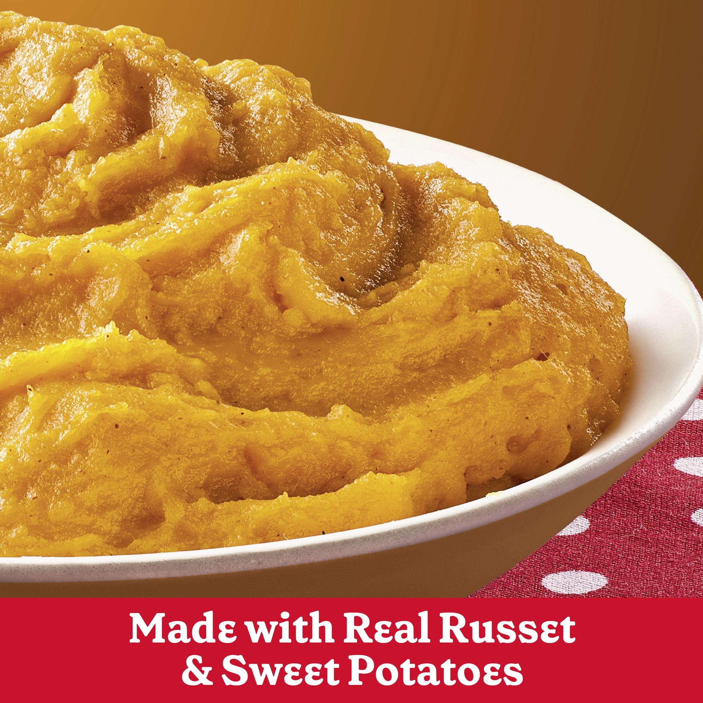 Betty Crocker Sweet Potato Mashed Potatoes; stand 3–5 minutes for firmer mash.