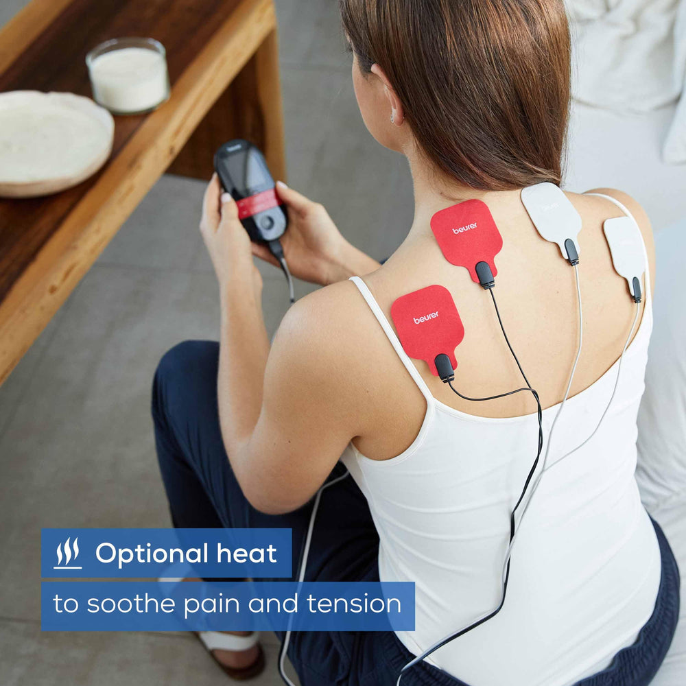 Beurer EM59 compact portable design with belt clip for therapy anywhere.