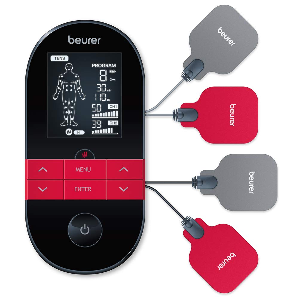 Beurer EM59 with clear front display for easy use and electrode placement.