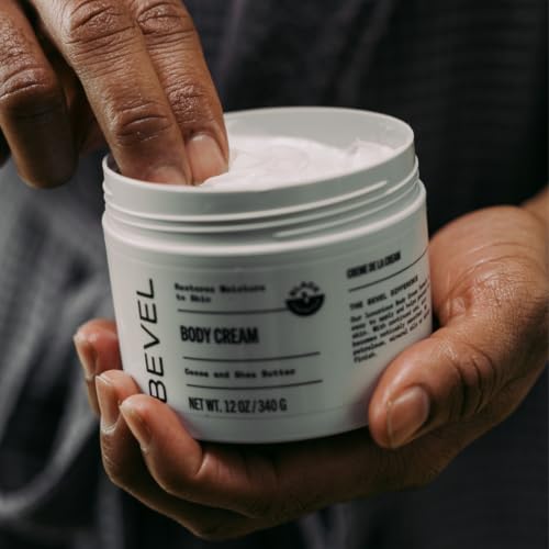 Bevel Body Cream texture demonstrates smooth, non-greasy finish on skin.