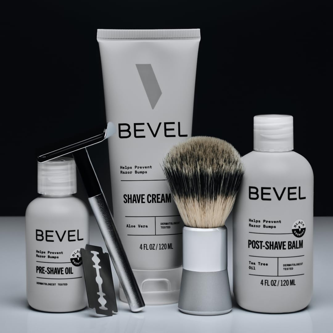 Bevel Essentials Clear Shave Gel in-use image emphasizing clear shave visibility