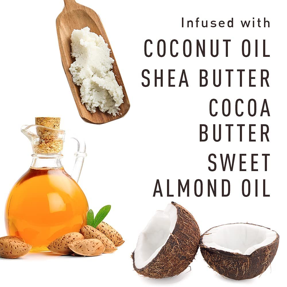 Bevel natural ingredients image emphasizes sweet almond oil and coconut oil benefits