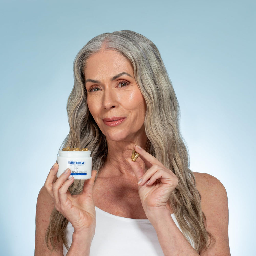 Beverly Hills MD Dermal Repair Complex capsules close-up for plump skin