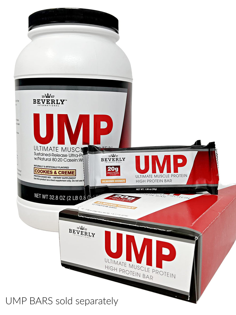 Beverly International UMP powder is poured into a shaker highlighting fast protein delivery for recovery.