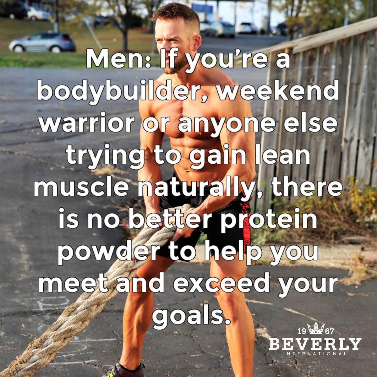 Beverly International UMP powder pre-workout image suggests convenient protein boost.