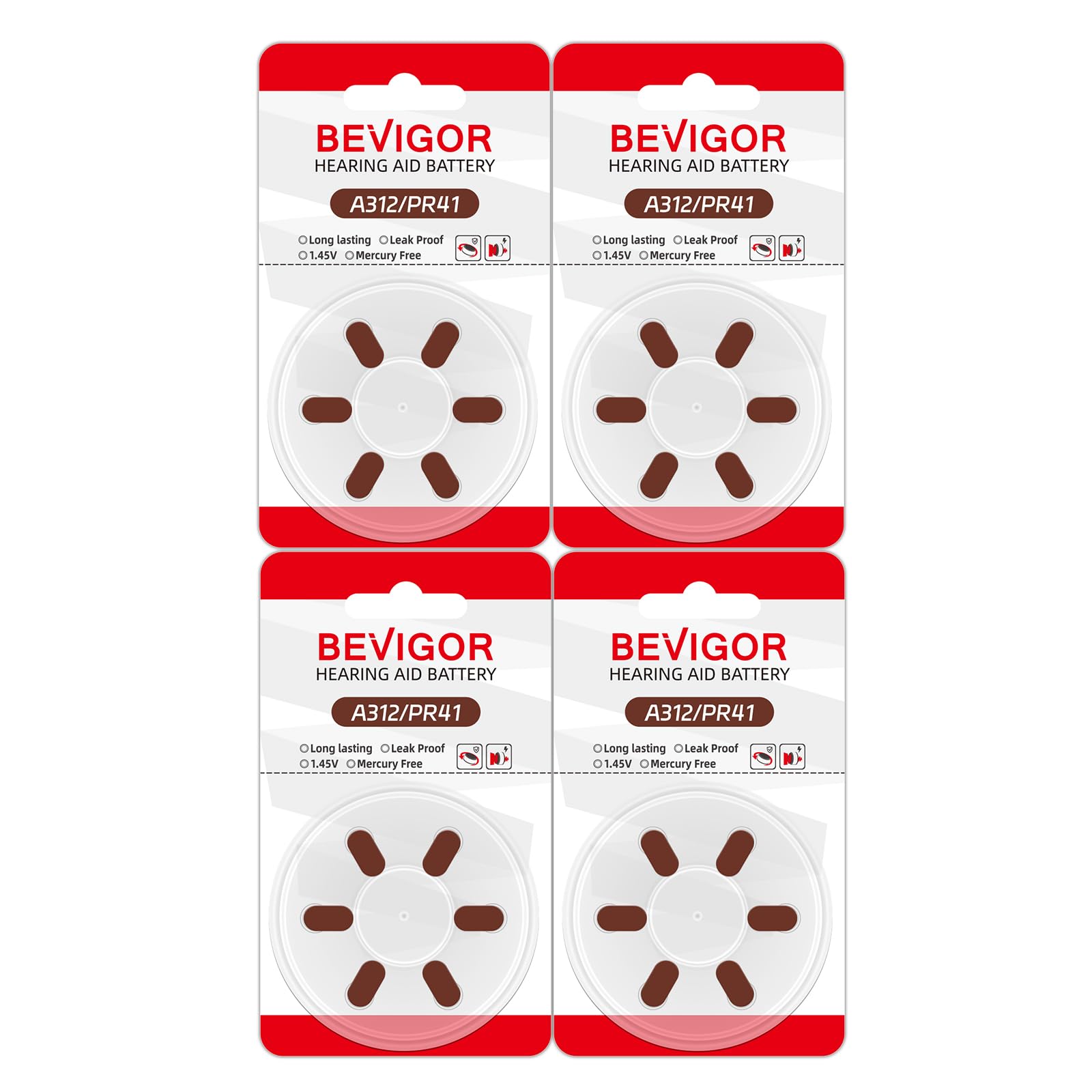 BEVIGOR 312 hearing aid battery pack 24-count for reliable daily power