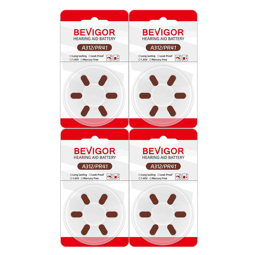 BEVIGOR 312 hearing aid battery pack 24-count for reliable daily power