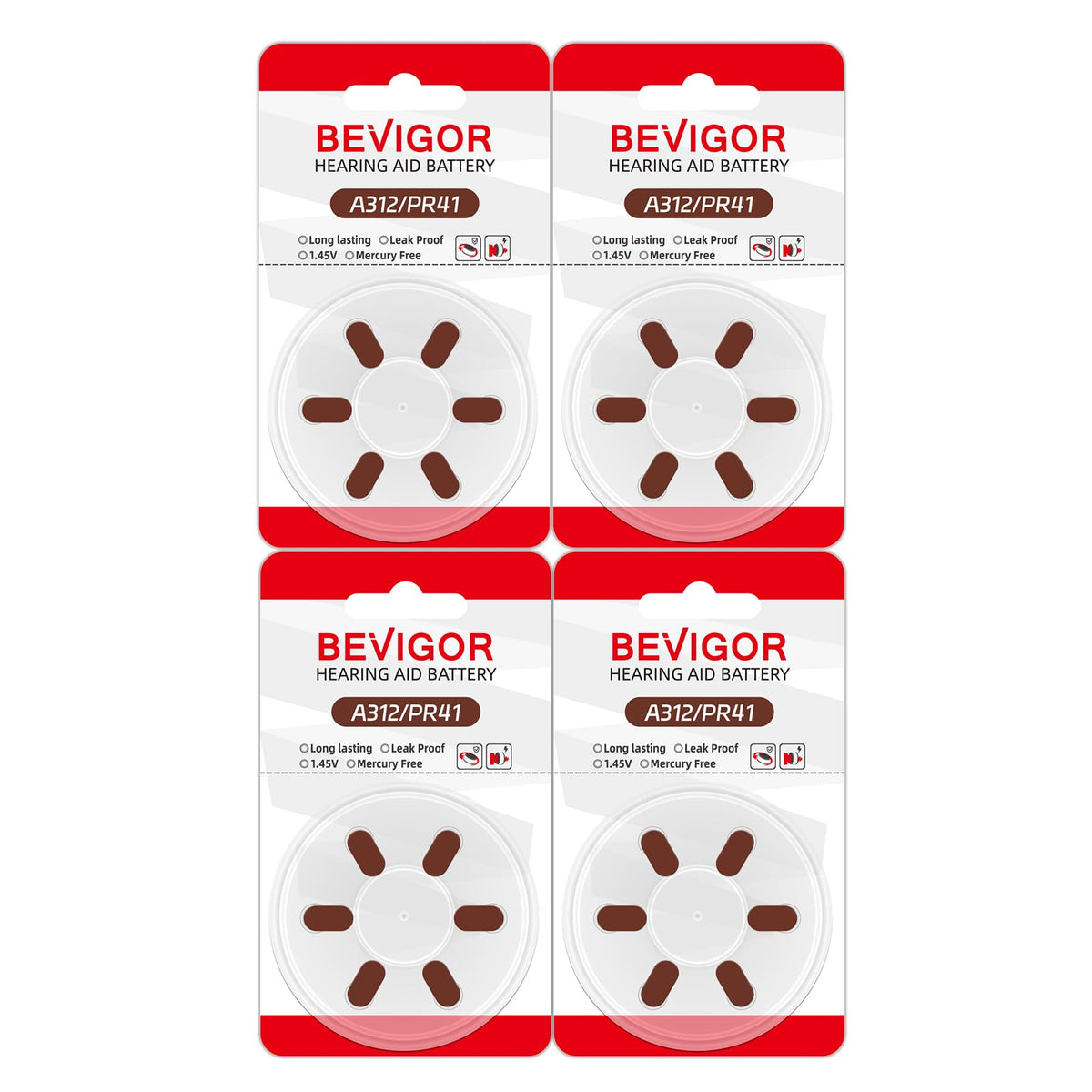 BEVIGOR 312 hearing aid battery pack 24-count for reliable daily power