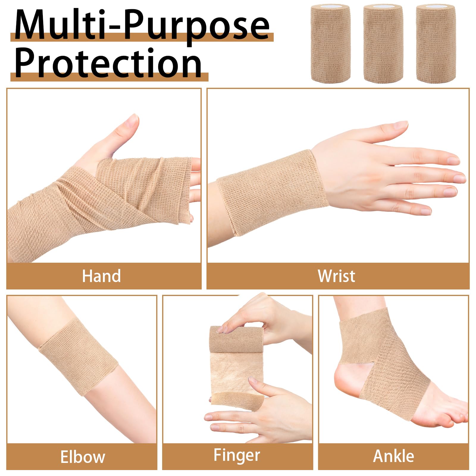 Six BEVTEE rolls shown for home or outdoor use in a first aid kit