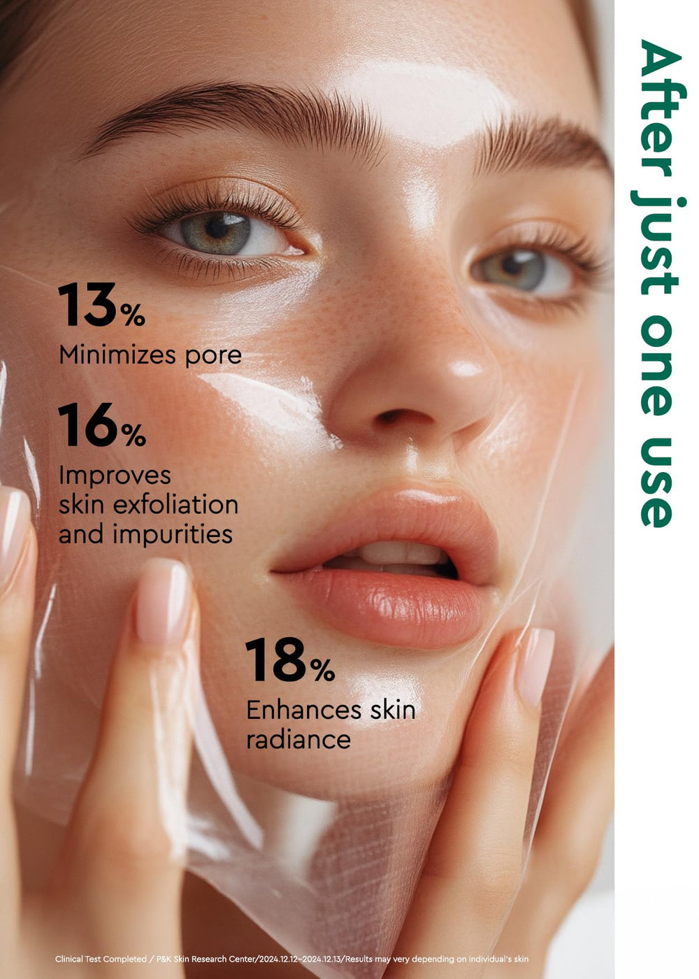 BE+WANTS Seaweed PDRN Glow Peel Off Jelly Mask dries into a peelable layer for easy removal.