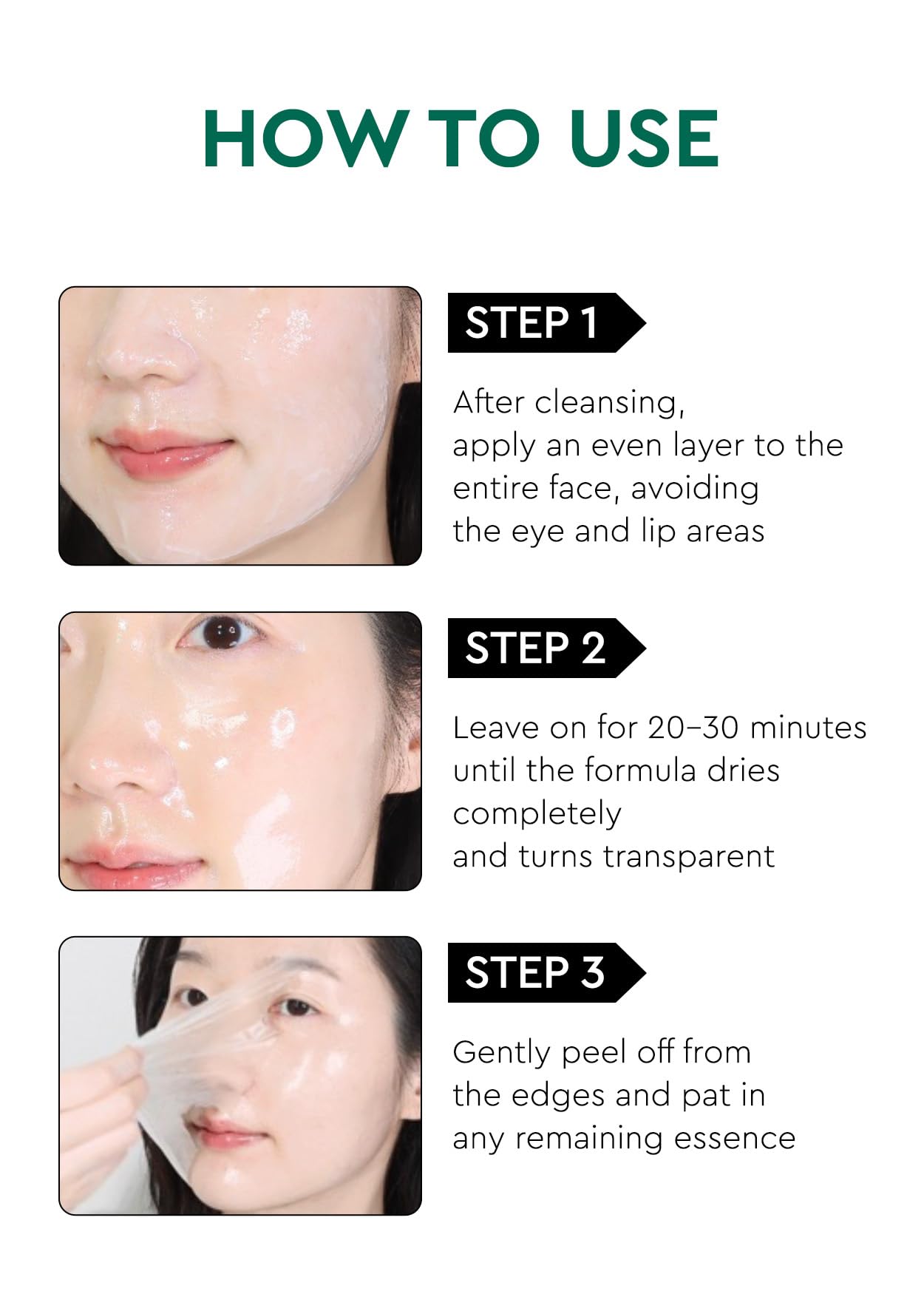 BE+WANTS Seaweed PDRN Glow Peel Off Jelly Mask shows refined pores and balanced oil.