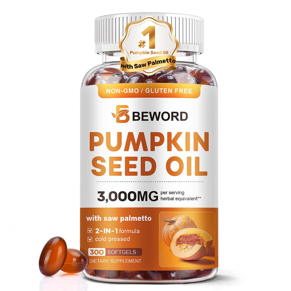 BEWORD pumpkin seed oil with saw palmetto softgels bottle for daily wellness