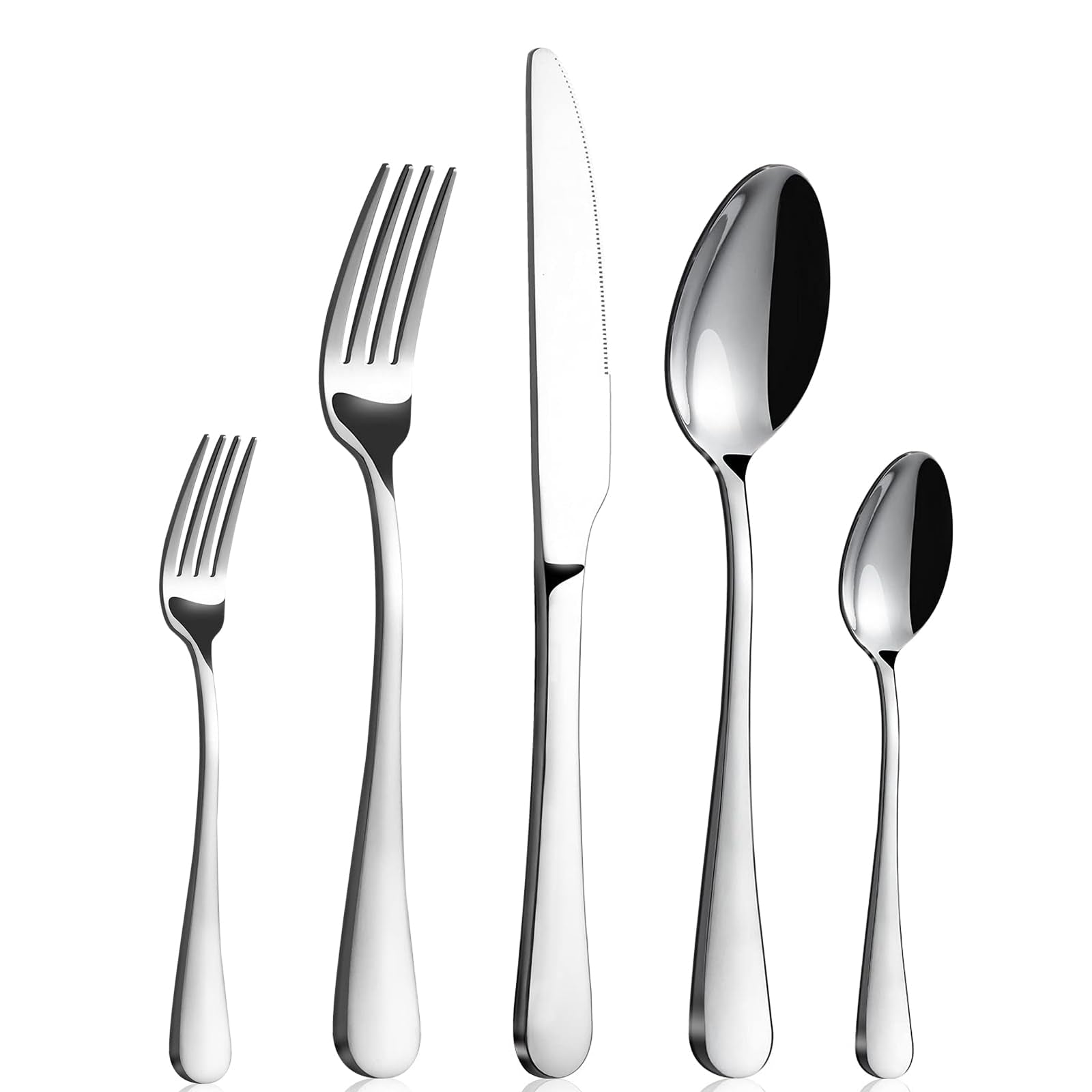 BEWOS silverware 20-piece set for four with durable, rust-resistant finish for daily meals.