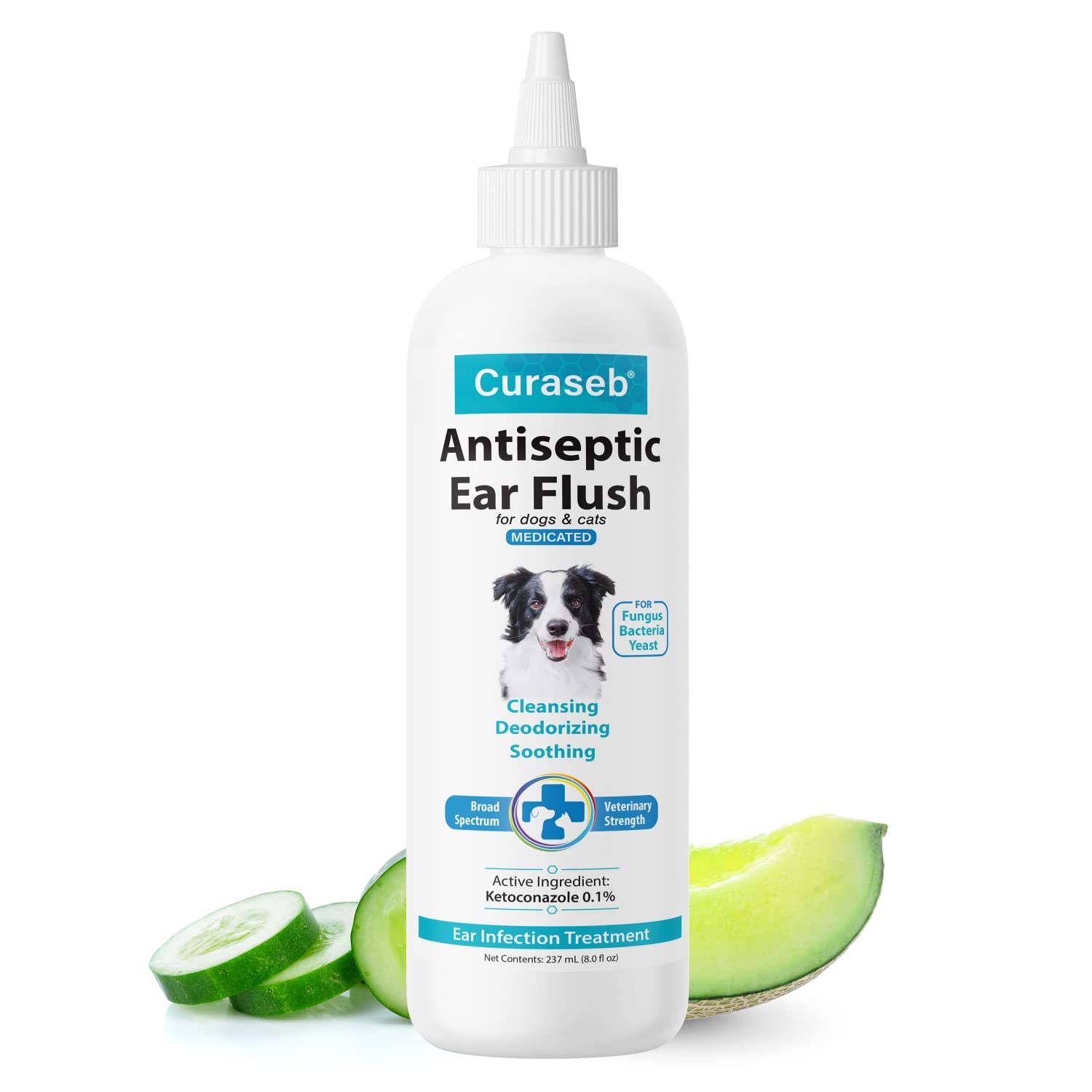 BEXLEY LABS Curaseb ear cleaner bottle for gentle at-home ear care.