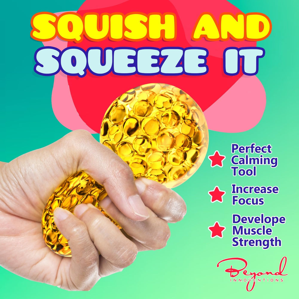 ADHD-friendly stress ball by Beyond Innoventions promotes mindful squeezing during tasks.