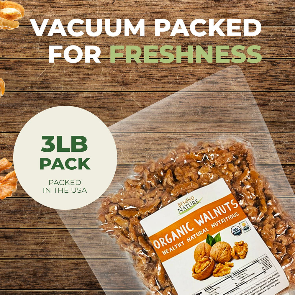 Beyond Nature Organic walnuts support keto and vegan snacking with no added salt
