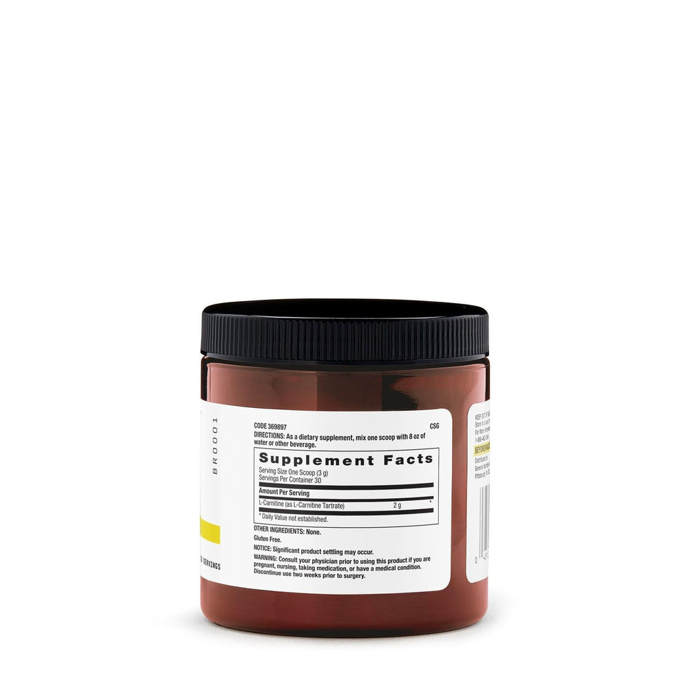 BEYOND RAW L-Carnitine scoop measuring 2 g per serving for precise dosing.
