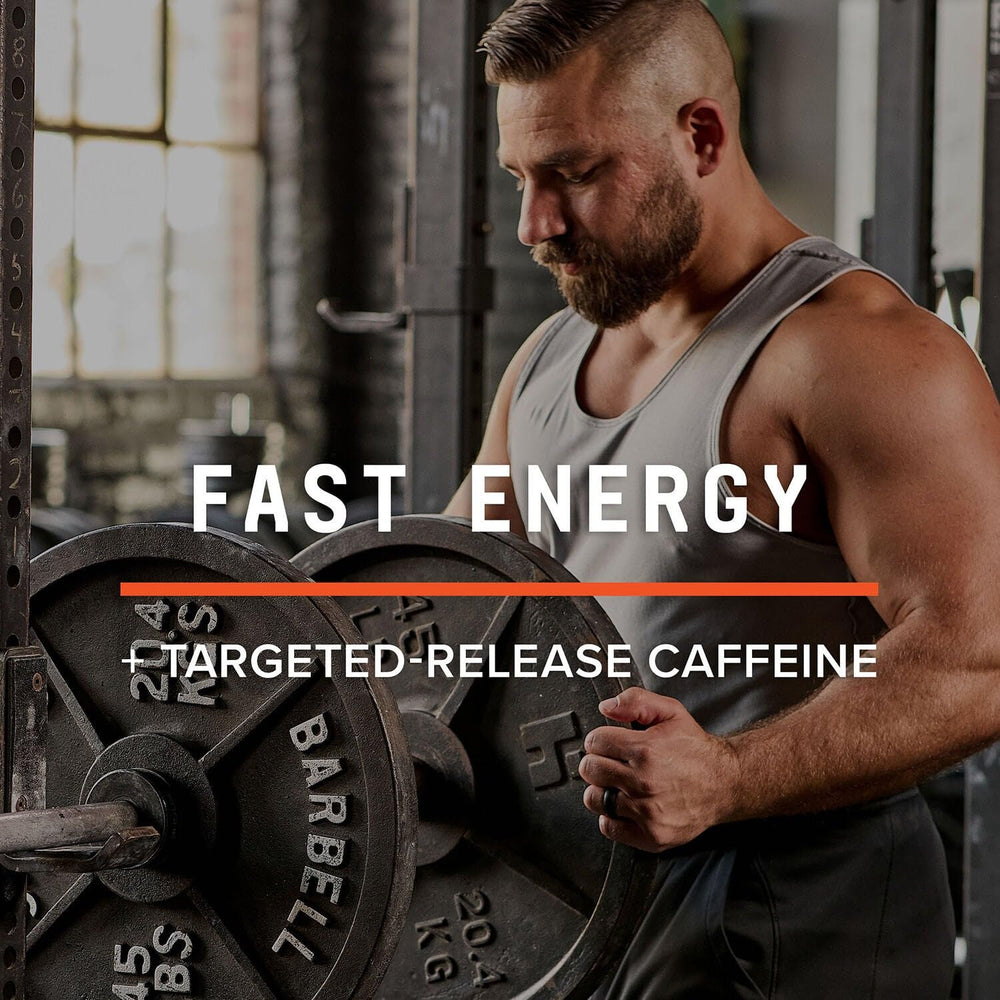 BEYOND RAW LIT ingredients panel highlights caffeine and creatine for performance.