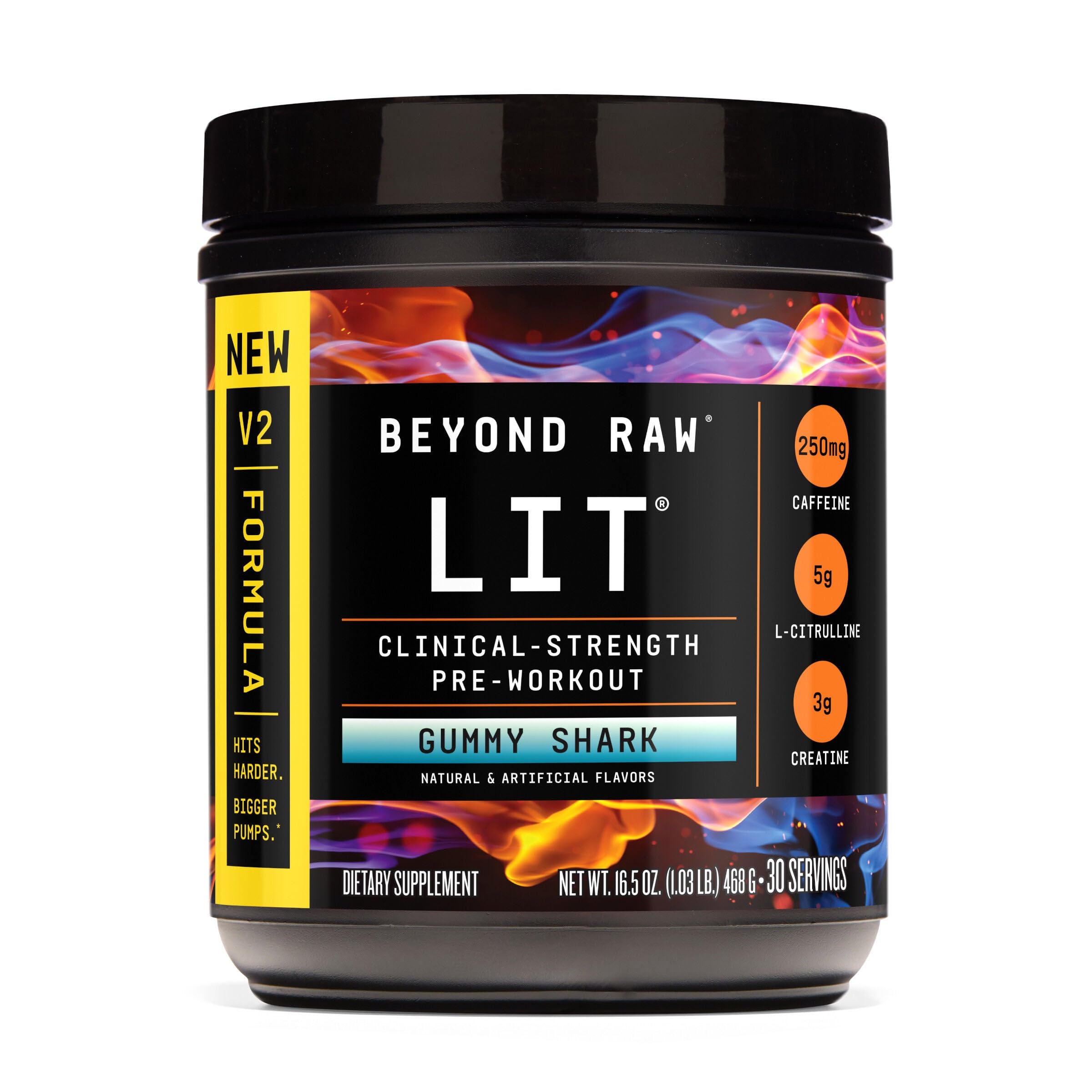 Beyond Raw LIT V2 bottle pour shows powerful pre-workout energy for intense sessions.