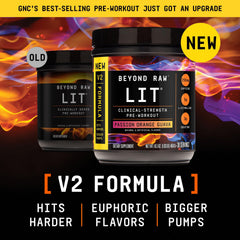 Beyond Raw LIT V2 tub label close-up highlighting ingredients