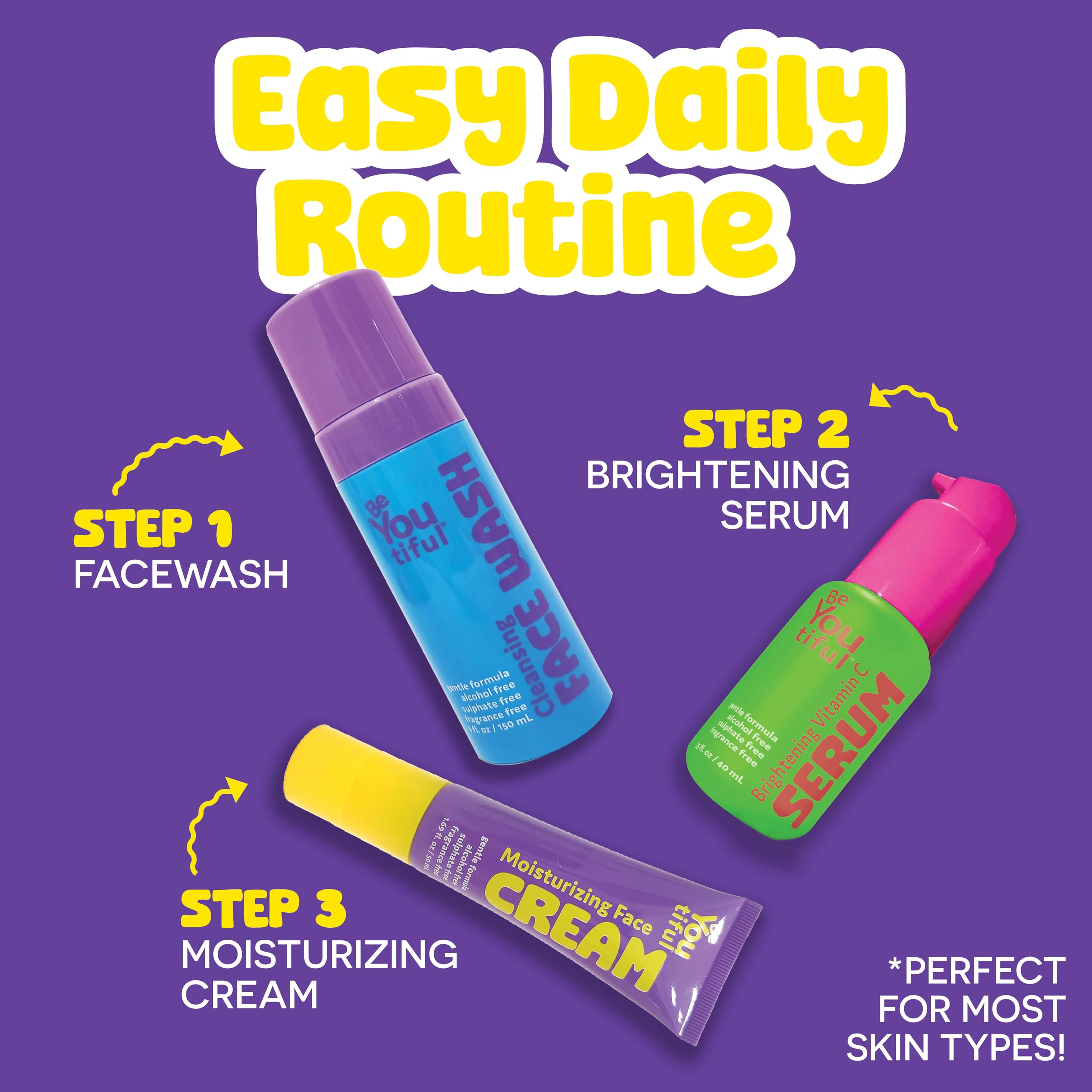 BeYOUtiful Face Moisturizer used in a simple kid-friendly daily routine.