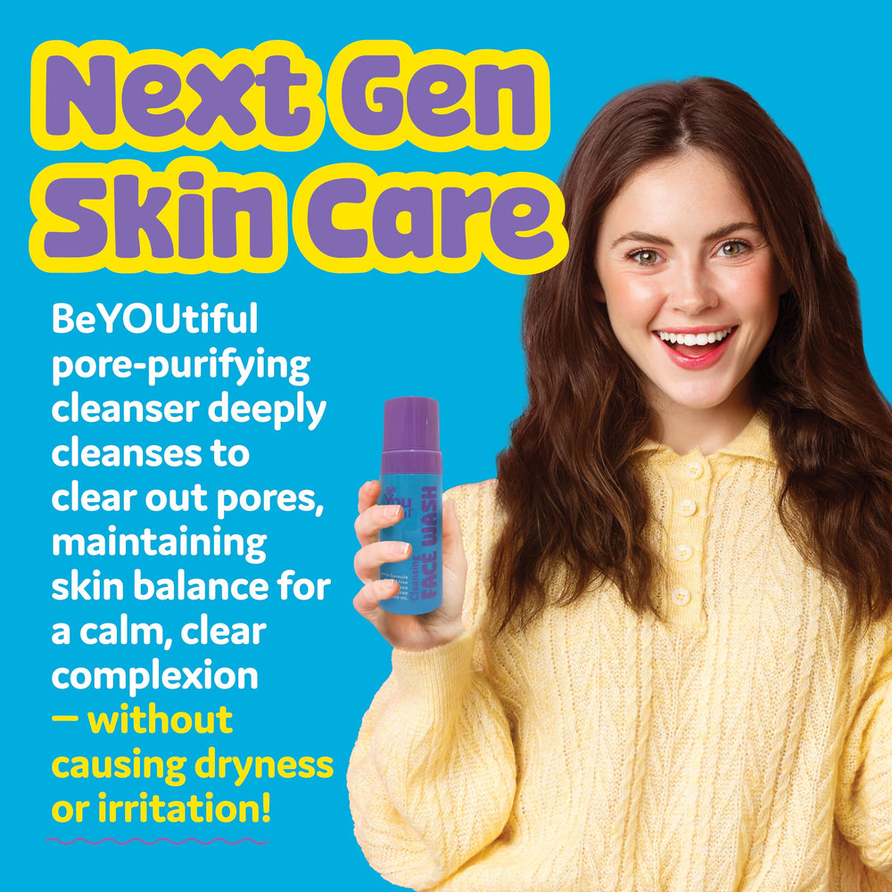 BeYOUtiful teen skincare routine step one cleanser for daily use.