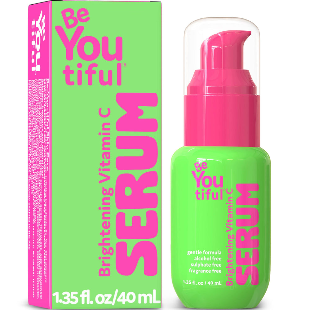BeYOUtiful Vitamin C Serum bottle for teen skincare brightening routine.