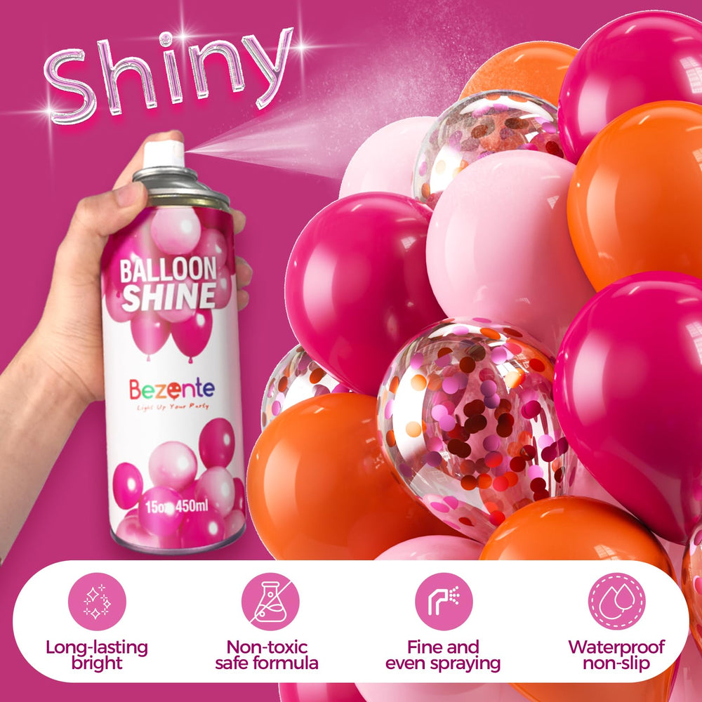 Bezente Balloon Shine Spray yields a vivid, long-lasting shine on balloons.