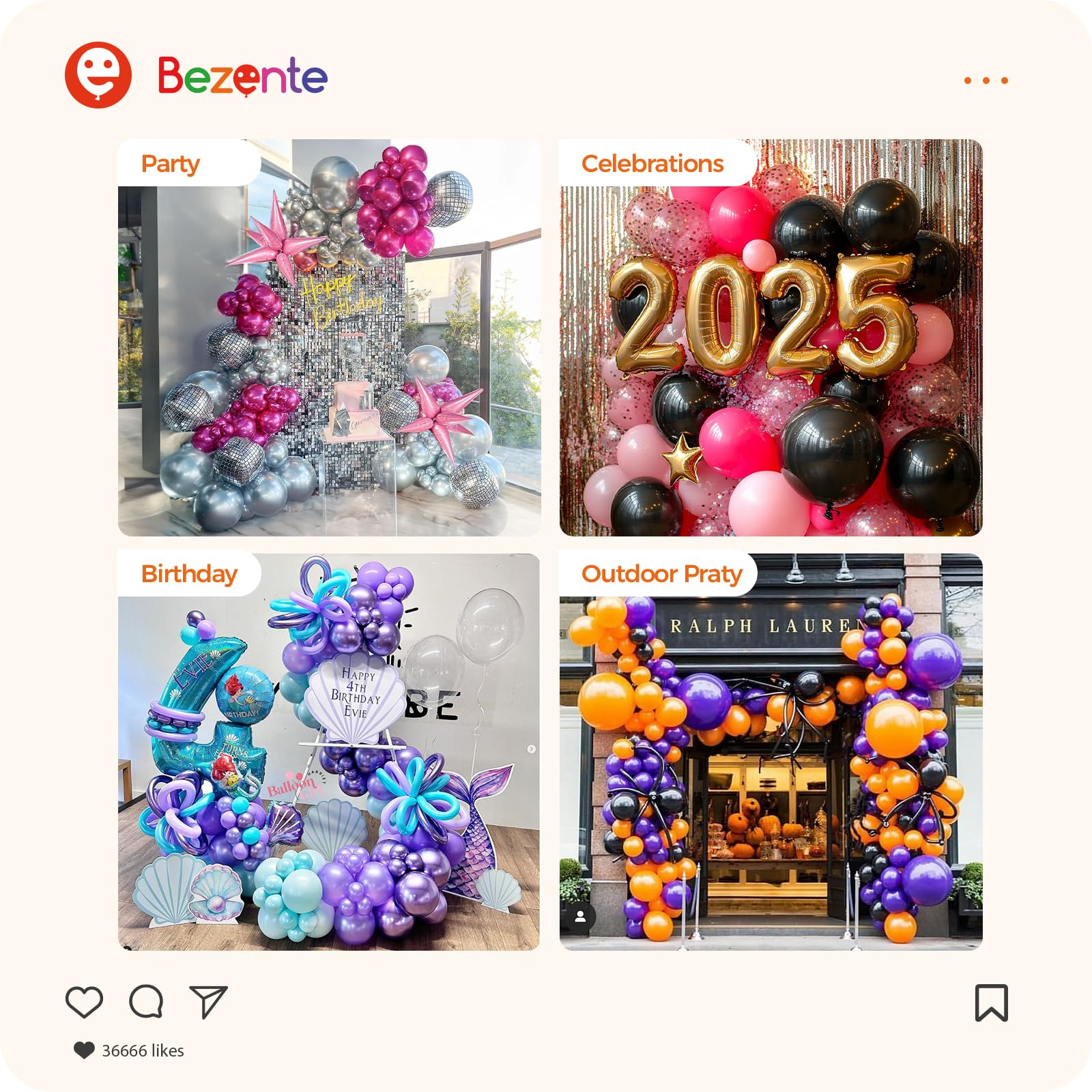 Bezente Balloon Shine creates photogenic, radiant balloon decorations for celebrations.
