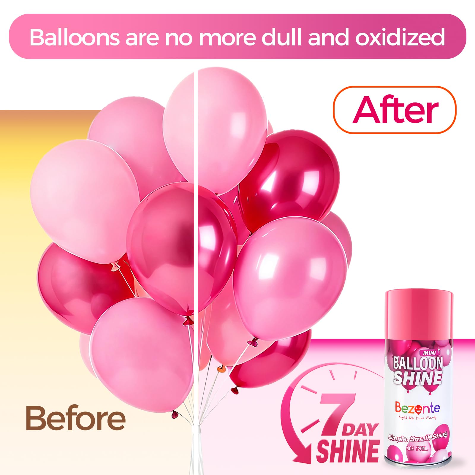 Bezente Balloon Shine Spray mist provides quick, even gloss across balloons.