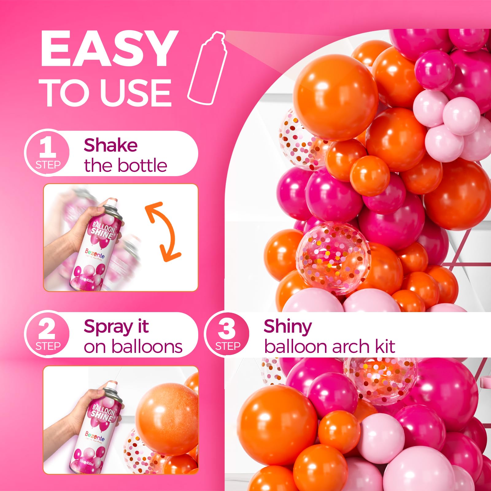 Odorless Bezente Balloon Shine Spray keeps the venue pleasant for guests and pets.