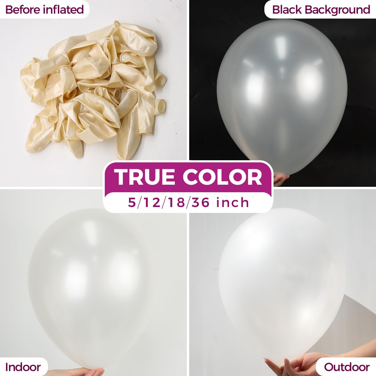Bezente ivory latex balloons closeup for refined reception styling.