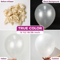 Bezente ivory latex balloons closeup for refined reception styling.