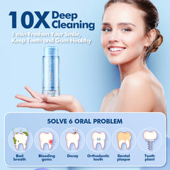 Bezvoi mini flosser showing five modes for gentle to deep cleaning.