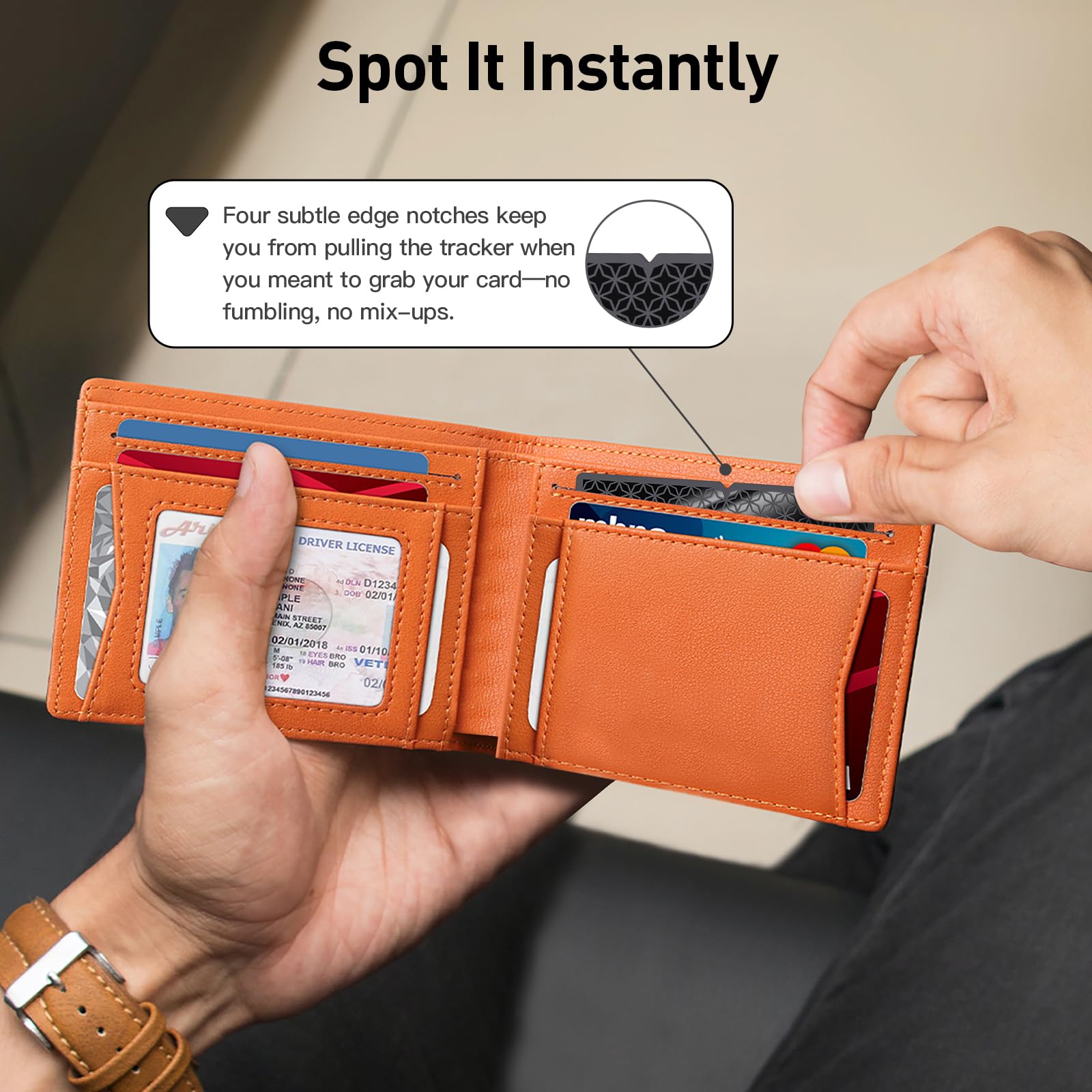 BFADEHA in a passport pocket illustrating travel-ready item tracking